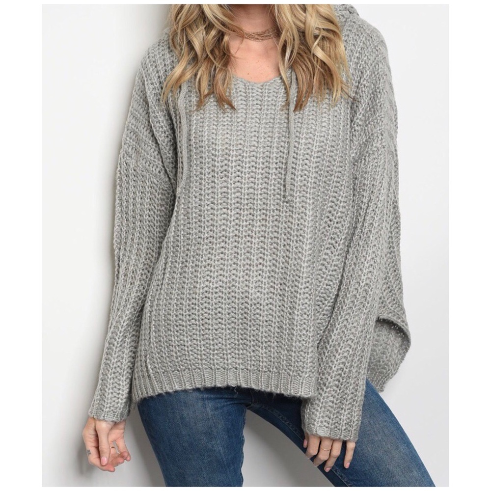 OLIVE CHUNKY KNIT HOODIE SWEATER - Picture 8 of 10